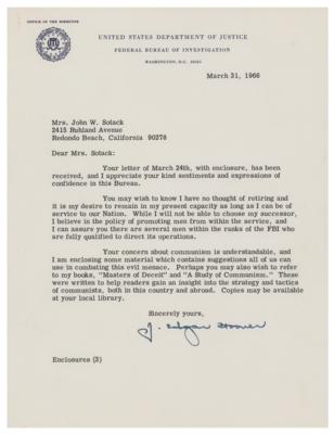 Lot #271 J. Edgar Hoover Typed Letter Signed