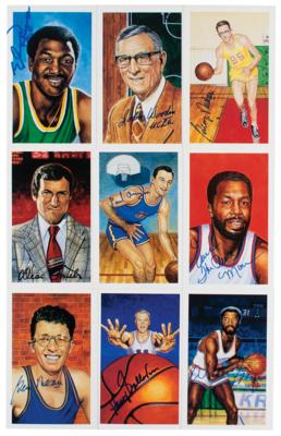 Lot #897 Basketball Hall of Fame (21) Signed Center Court Art Cards