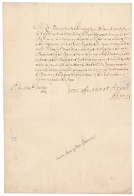 Lot #197 King James II Letter Signed