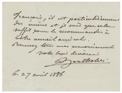 Lot #503 Frederic Auguste Bartholdi Autograph Letter Signed - Image 2