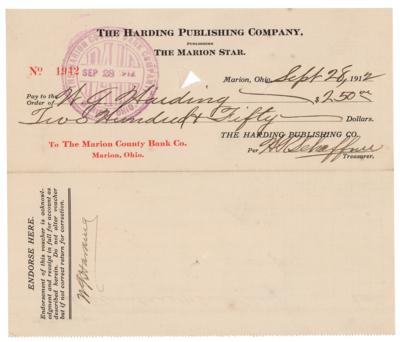 Lot #112 Warren G. Harding Document Signed - Image 1