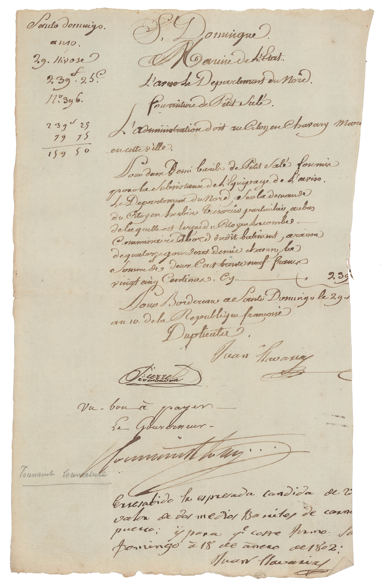 Lot #191 Toussaint Louverture Document Signed