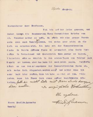 Lot #323 Fridtjof Nansen Typed Letter Signed