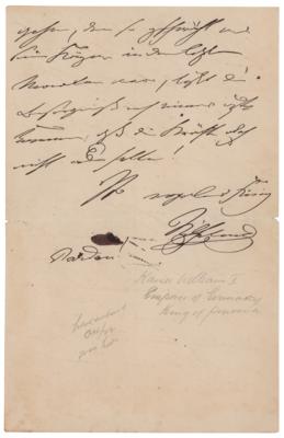 Lot #372 Wilhelm I Autograph Letter Signed - Image 3