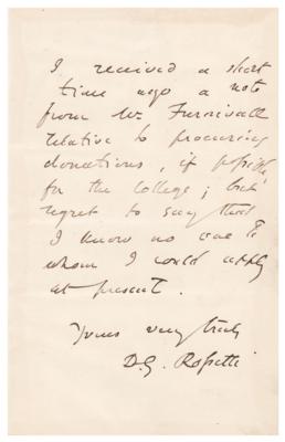 Lot #596 Dante Gabriel Rossetti Autograph Letter Signed - Image 3