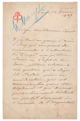 Lot #504 Frederic Auguste Bartholdi Autograph Letter Signed