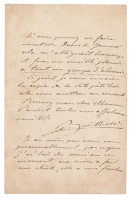 Lot #504 Frederic Auguste Bartholdi Autograph Letter Signed - Image 2