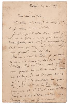 Lot #608 Emile Zola Autograph Letter Signed - Image 1