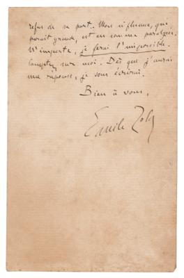 Lot #608 Emile Zola Autograph Letter Signed - Image 2