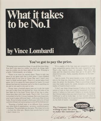 Lot #878 Vince Lombardi Signed Advertisement