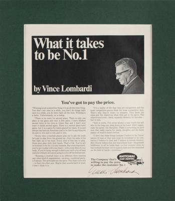 Lot #878 Vince Lombardi Signed Advertisement - Image 2