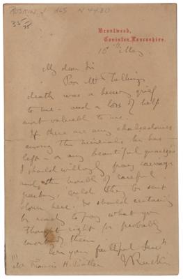 Lot #598 John Ruskin Autograph Letter Signed - Image 1