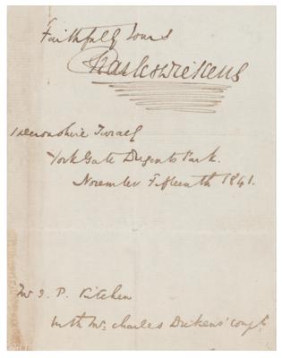 Lot #540 Charles Dickens Signature