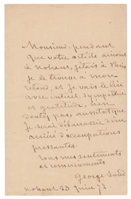 Lot #600 George Sand Autograph Letter Signed