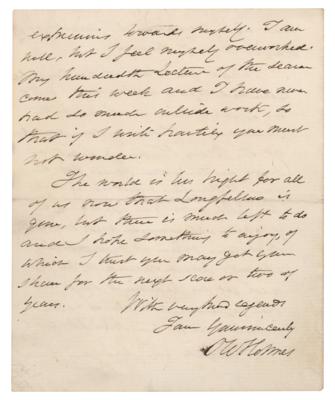 Lot #583 Oliver Wendell Holmes, Sr. Autograph Letter Signed - Image 4