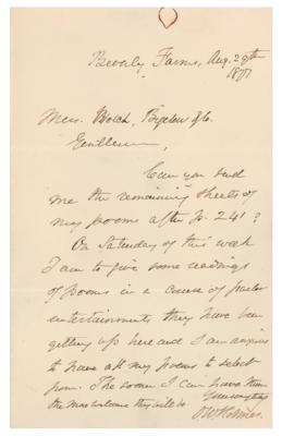 Lot #584 Oliver Wendell Holmes, Sr. Autograph Letter Signed - Image 1