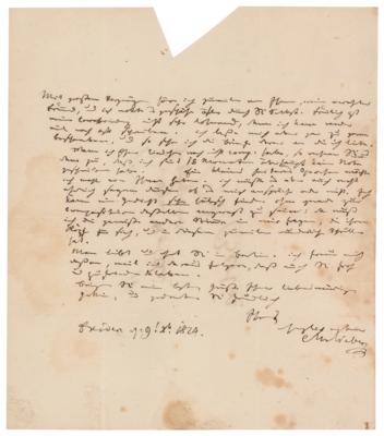 Lot #618 Carl Maria von Weber Autograph Letter Signed