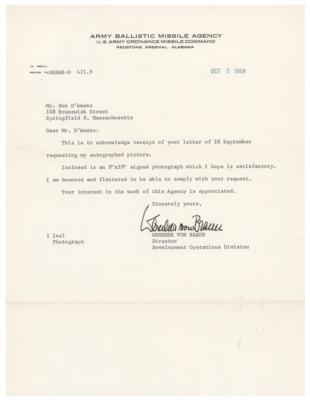 Lot #486 Wernher von Braun Typed Letter Signed