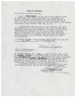 Lot #555 Maya Angelou Document Signed - Image 1