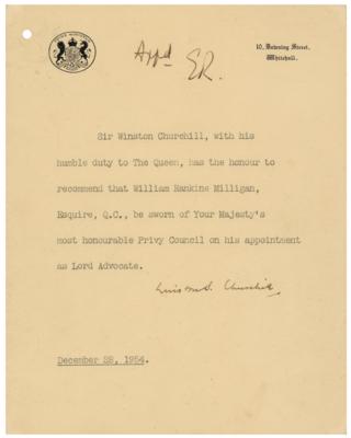 Lot #182 Winston Churchill and Queen Elizabeth II Typed Letter Signed - Image 1