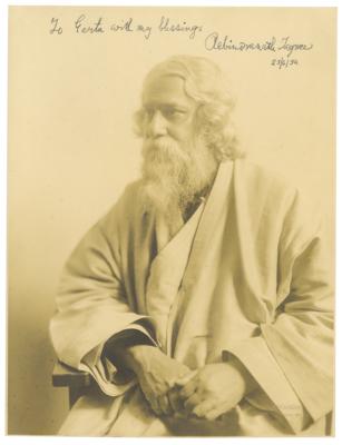 Lot #551 Rabindranath Tagore Signed Photograph