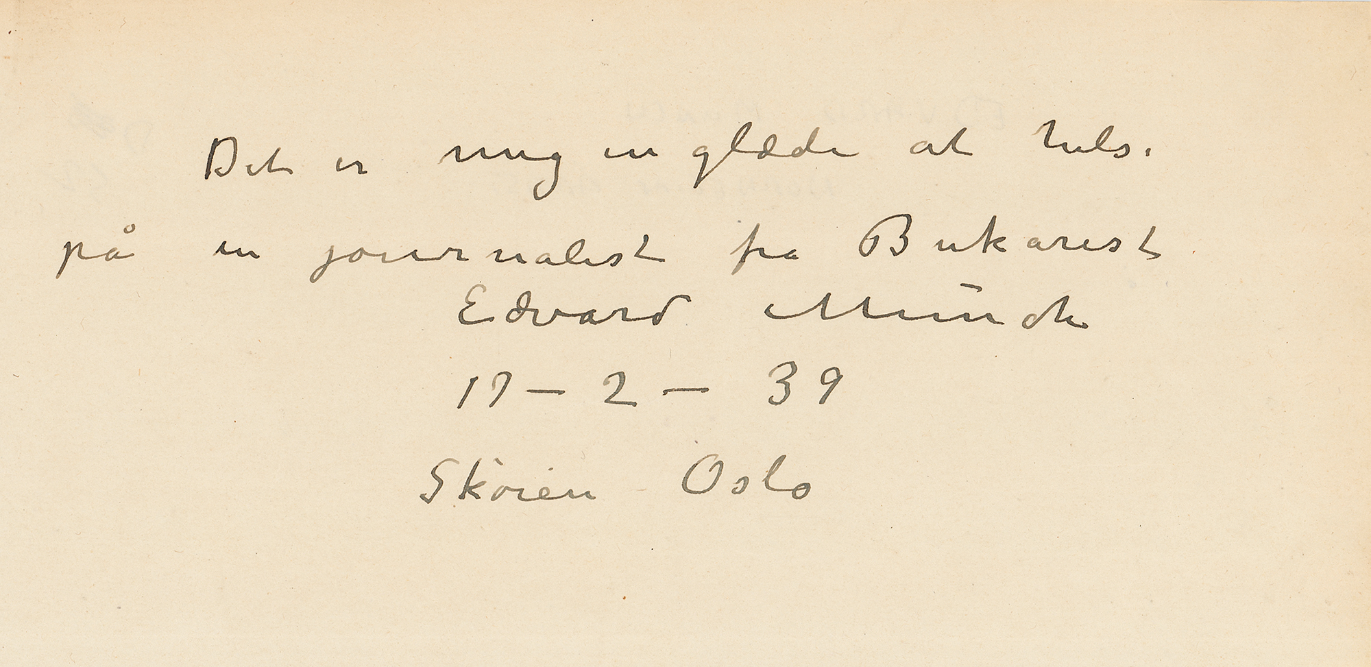 Lot #498 Edvard Munch Autograph Letter Signed
