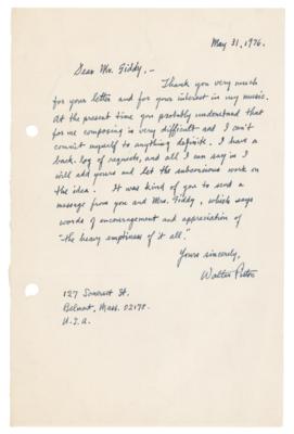 Lot #660 Walter Piston Autograph Letter Signed - Image 1