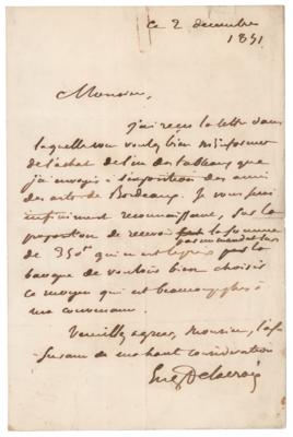Lot #494 Eugene Delacroix Autograph Letter Signed