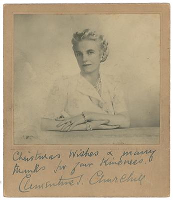 Lot #181 Clementine Churchill Signed Photograph and Signed Christmas Card - Image 1