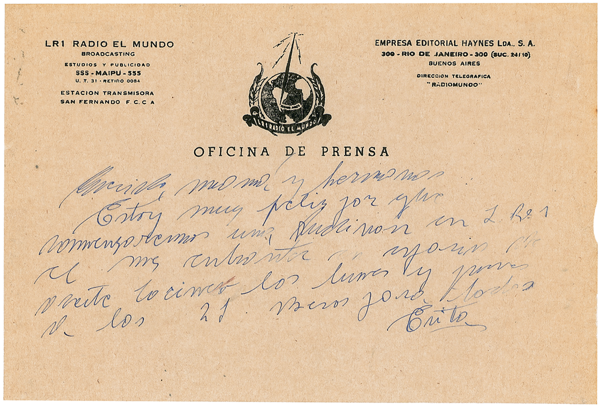Lot #336 Eva Peron Autograph Letter Signed