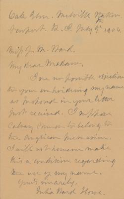 Lot #586 Julia Ward Howe Autograph Letter Signed - Image 1