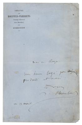 Lot #656 Jacques Offenbach Autograph Letter Signed - Image 1