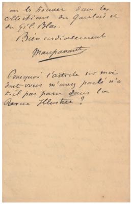 Lot #544 Guy de Maupassant Autograph Letter Signed - Image 3