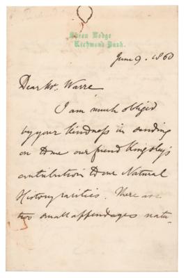 Lot #326 Richard Owen Autograph Letter Signed - Image 1