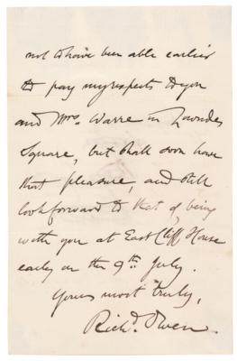 Lot #326 Richard Owen Autograph Letter Signed - Image 3