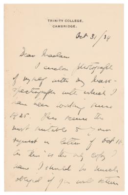 Lot #217 Francis William Aston Autograph Letter Signed