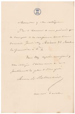 Lot #349 James Mayer de Rothschild Letter Signed - Image 1