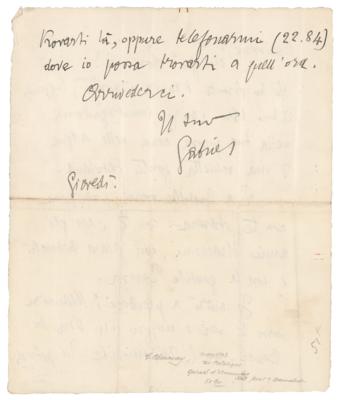 Lot #572 Gabriele D'Annunzio Autograph Letter Signed - Image 2