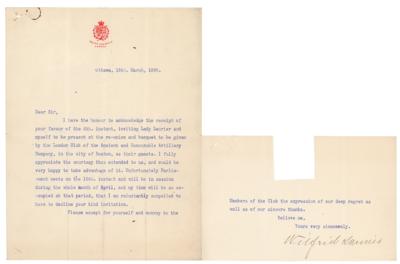 Lot #305 Wilfrid Laurier Typed Letter Signed