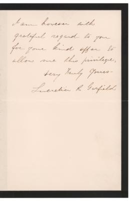 Lot #111 Lucretia Garfield Autograph Letter Signed - Image 2