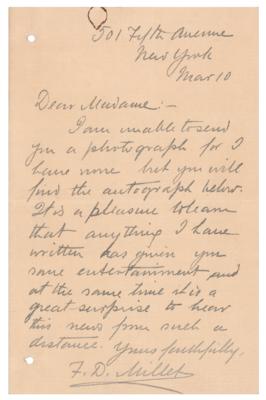 Lot #318 Francis D. Millet Autograph Letter Signed