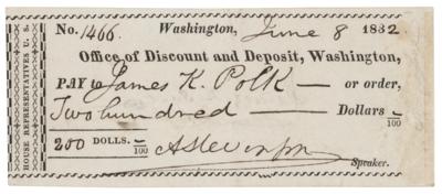 Lot #24 James K. Polk Signed Check