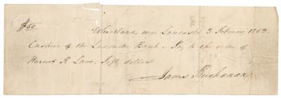 Lot #30 James Buchanan and Harriet Lane Autograph Check Signed