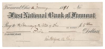 Lot #38 Rutherford B. Hayes Signed Check