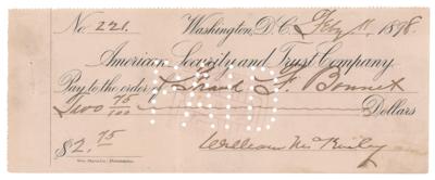 Lot #46 William McKinley Signed Check as President