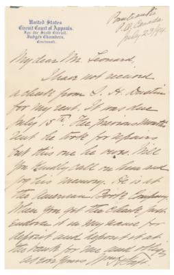 Lot #139 William H. Taft Autograph Letter Signed