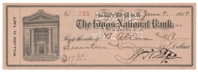 Lot #140 William H. Taft Signed Check - Image 1