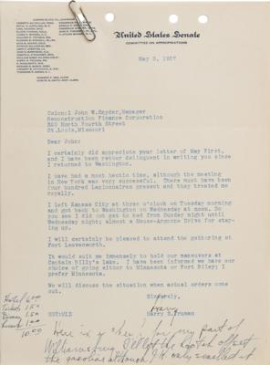 Lot #61 Harry S. Truman Typed Letter Signed and Signed Check - Image 1