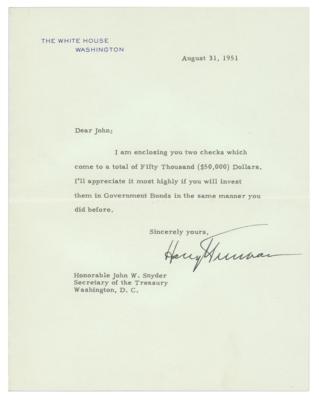 Lot #62 Harry S. Truman Typed Letter Signed as President - Image 1