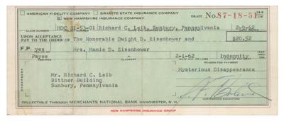Lot #63 Dwight and Mamie Eisenhower Signed Check - Image 2
